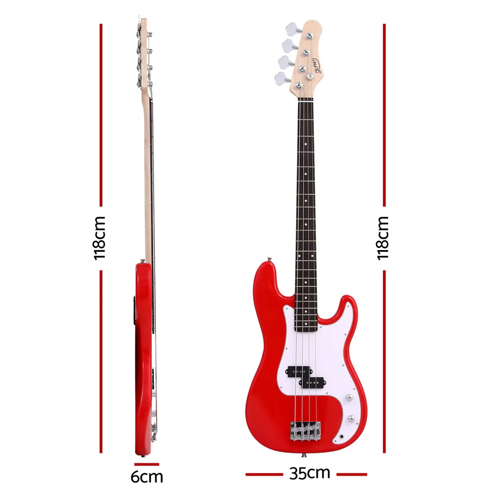 Alpha Electric Guitar Bass  47 Inch Red - Image 2