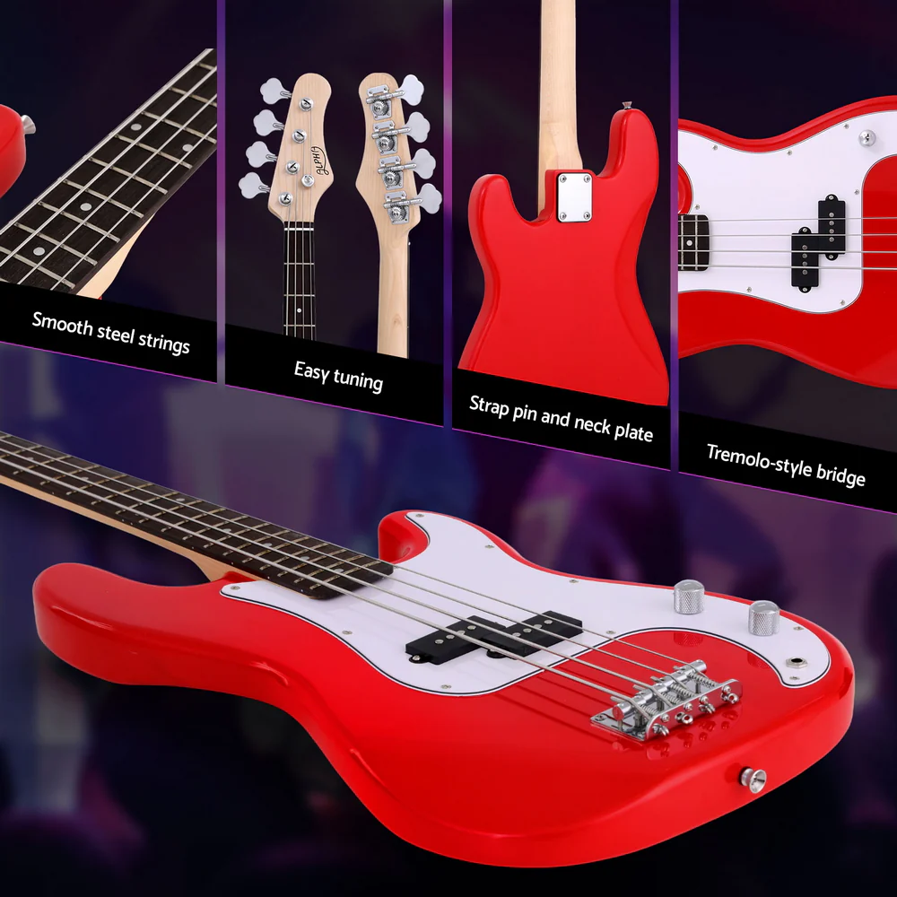 Alpha Electric Guitar Bass  47 Inch Red - Image 6