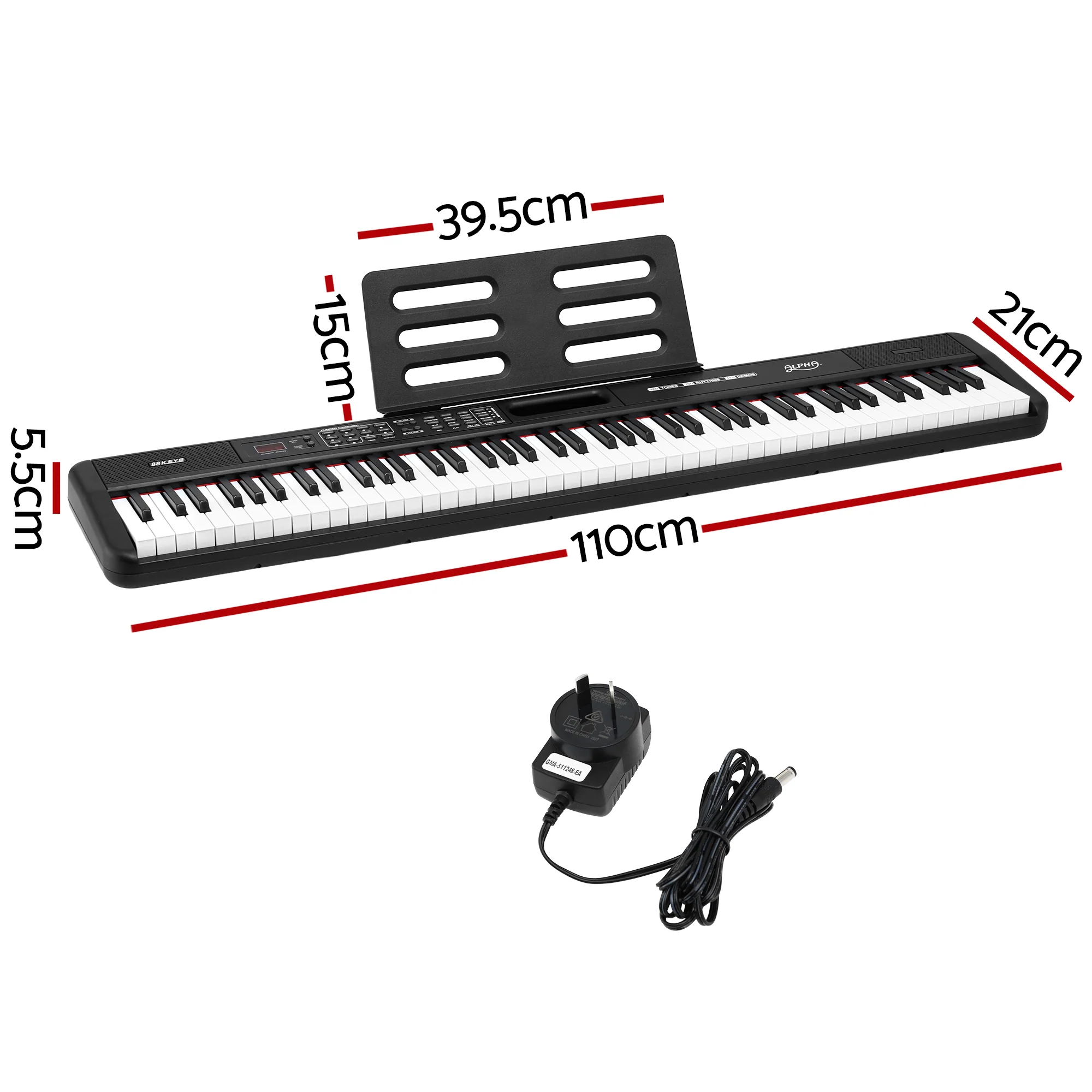 Alpha Piano Keyboard 88 Keys Electric Electronic Keyboard Piano Gift (Black) - Image 2