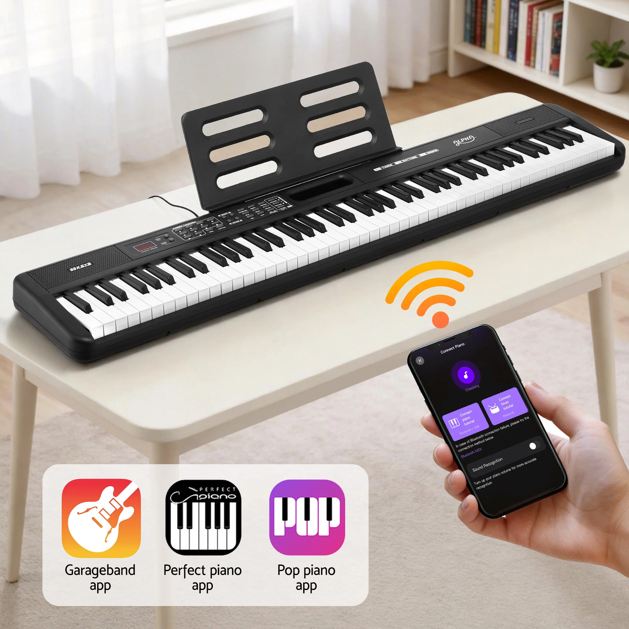 Alpha Piano Keyboard 88 Keys Electric Electronic Keyboard Piano Gift (Black) - Image 5