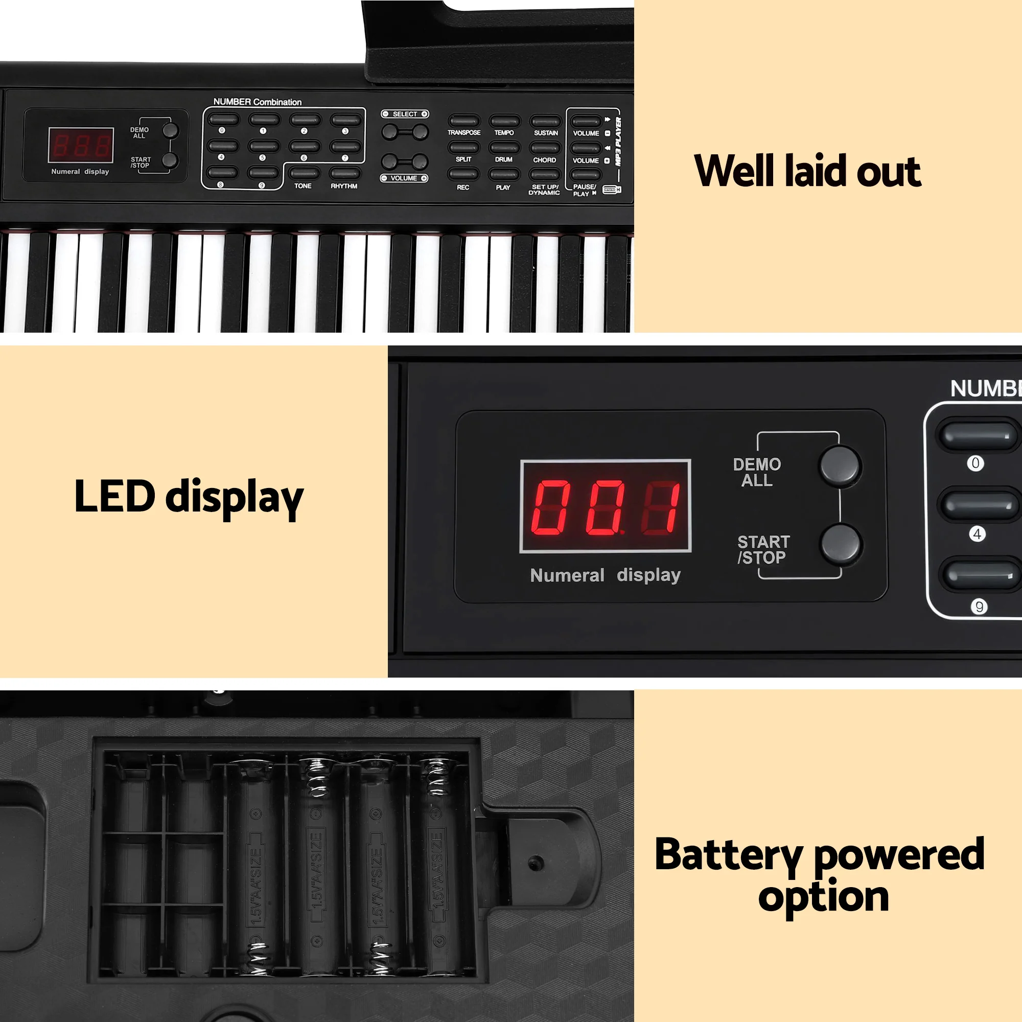 Alpha Piano Keyboard 88 Keys Electric Electronic Keyboard Piano Gift (Black) - Image 7