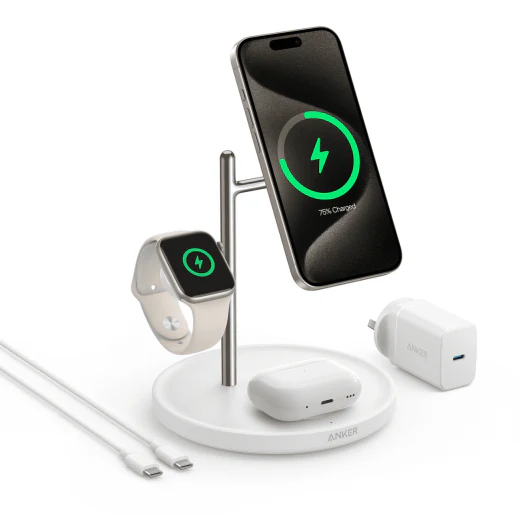 Anker MagGo 3-in-1 Wireless Charging Stand with Qi2 (White) - Image 7