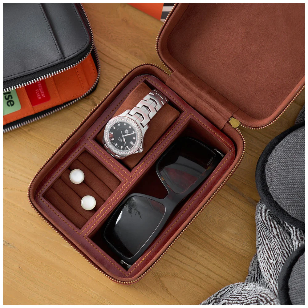 Annabel Trends Gentlemans Jewellery Travel Watch Box with Vegan Leather 8.5x13.5cm - Image 4