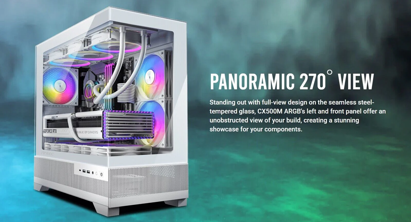 Antec CX500M ARGB Micro-ATX Gaming Case (White) - Image 2