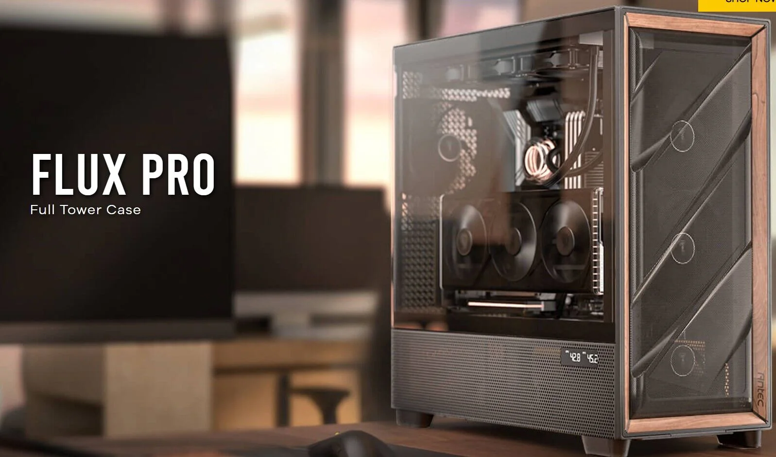 Antec Flux Pro Metal Mesh/Walnut Front E-ATX Full-Tower Case (Black) - Image 2