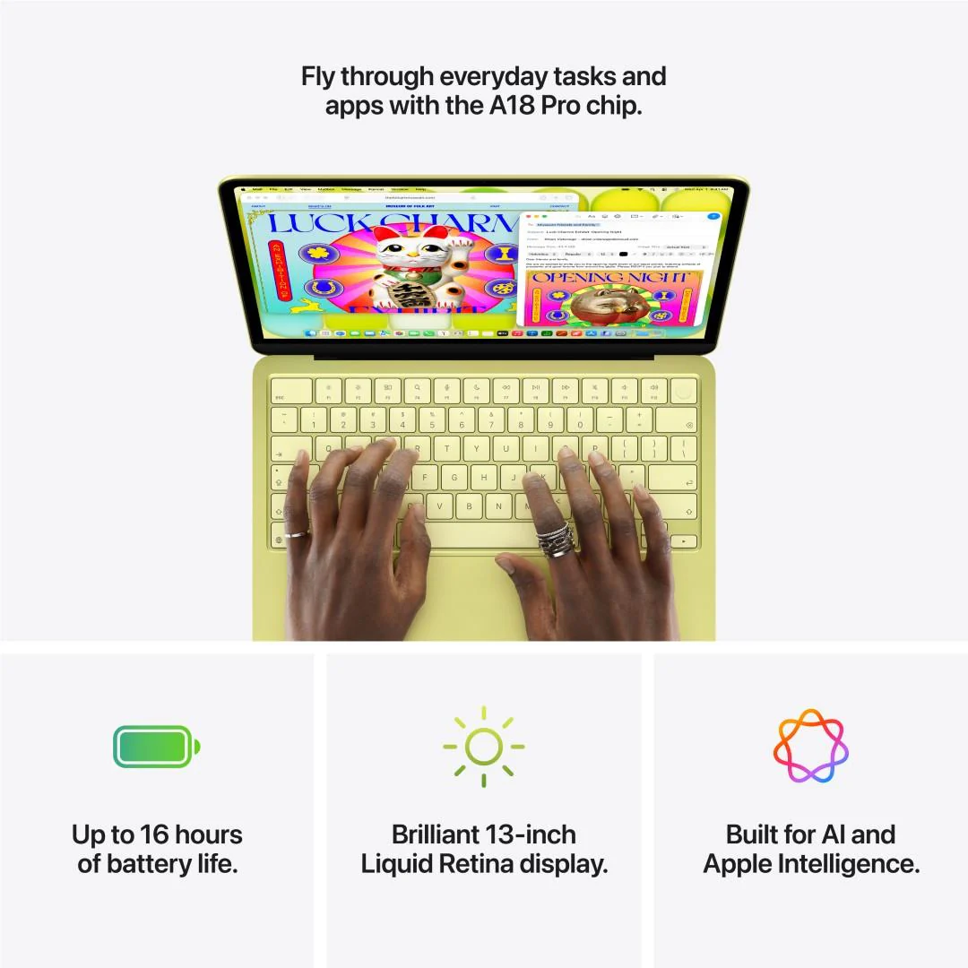 Apple MacBook Neo 13-inch with A18 Pro Chip, 512GB/8GB (Citrus) - Image 9
