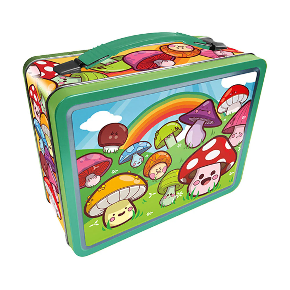 Aquarius Mushroom Tin Fun Box Lunch Storage Container with Carry Handle Rectangle - Image 2
