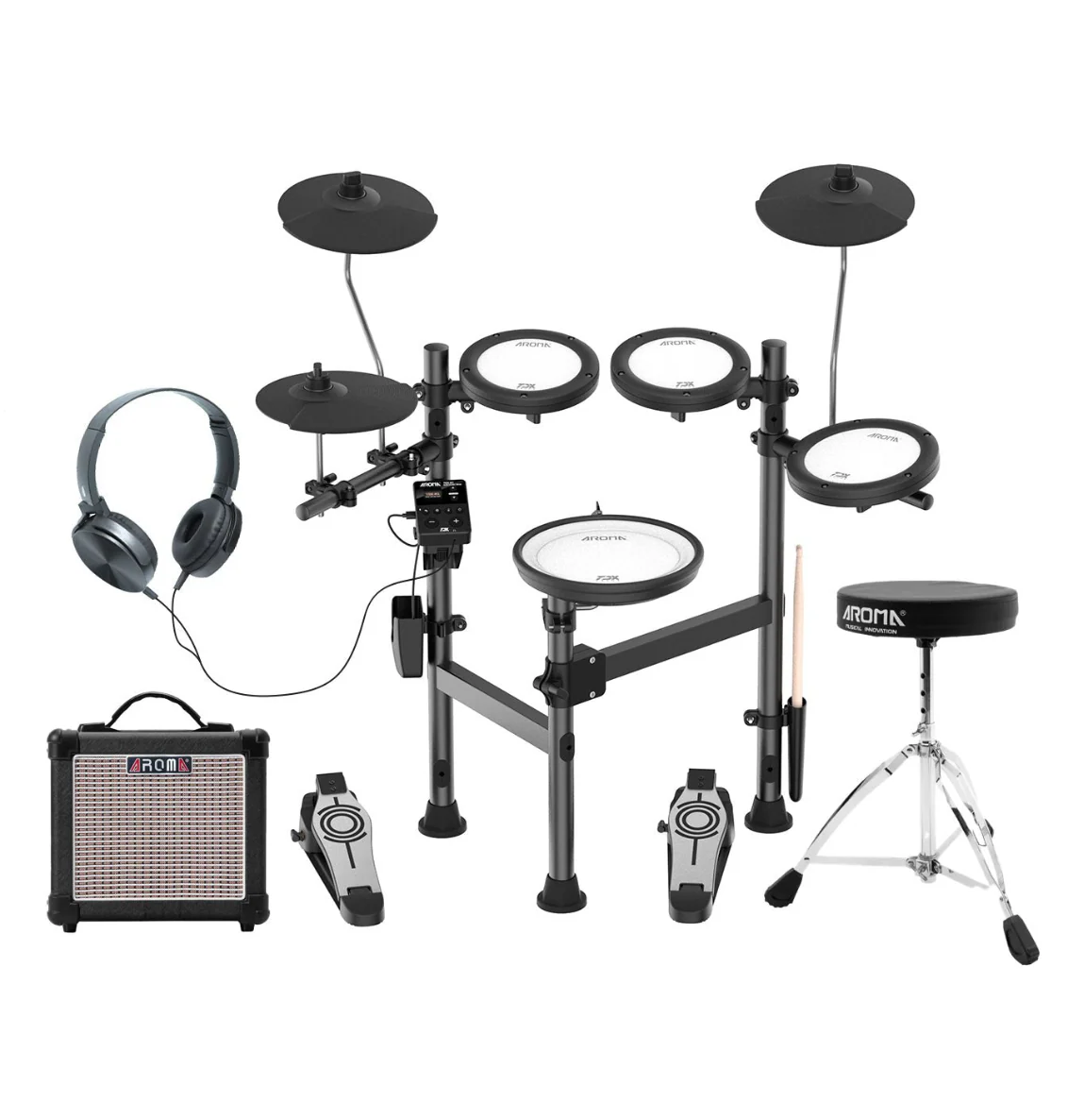 Aroma Portable Electronic Drum Kit with Bluetooth and amplifier