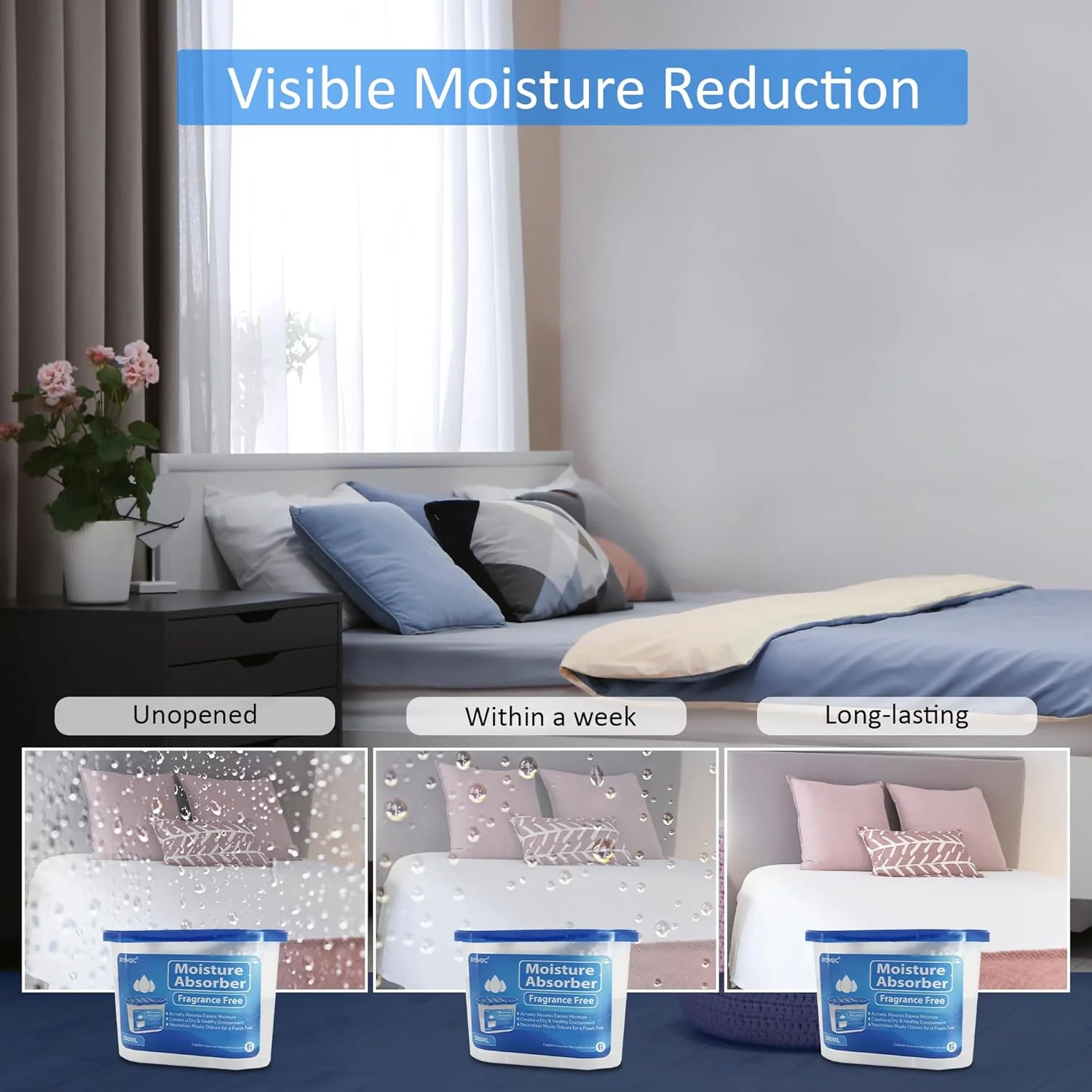 AROVEC Moisture Absorber 500mL for Laundry Room, Wardrobe, Storage 16-Pack - Image 3