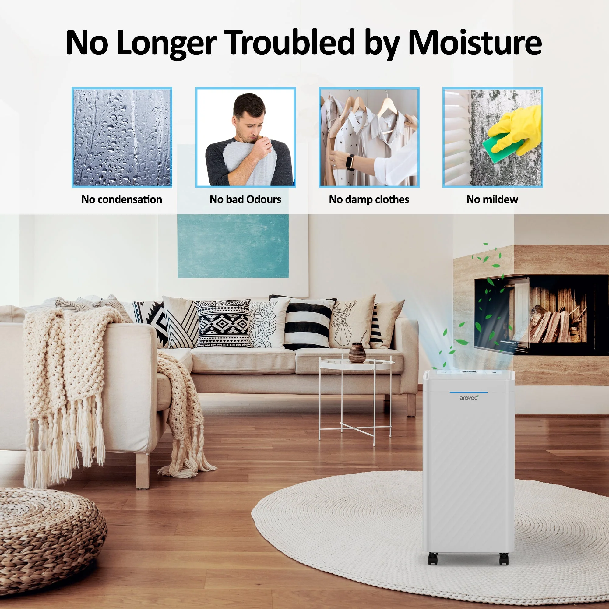 AROVEC Smart 2-in-1 Dehumidifier & Air Purifier, 2.5L Tank, 16L/Day, 50m² - Image 5