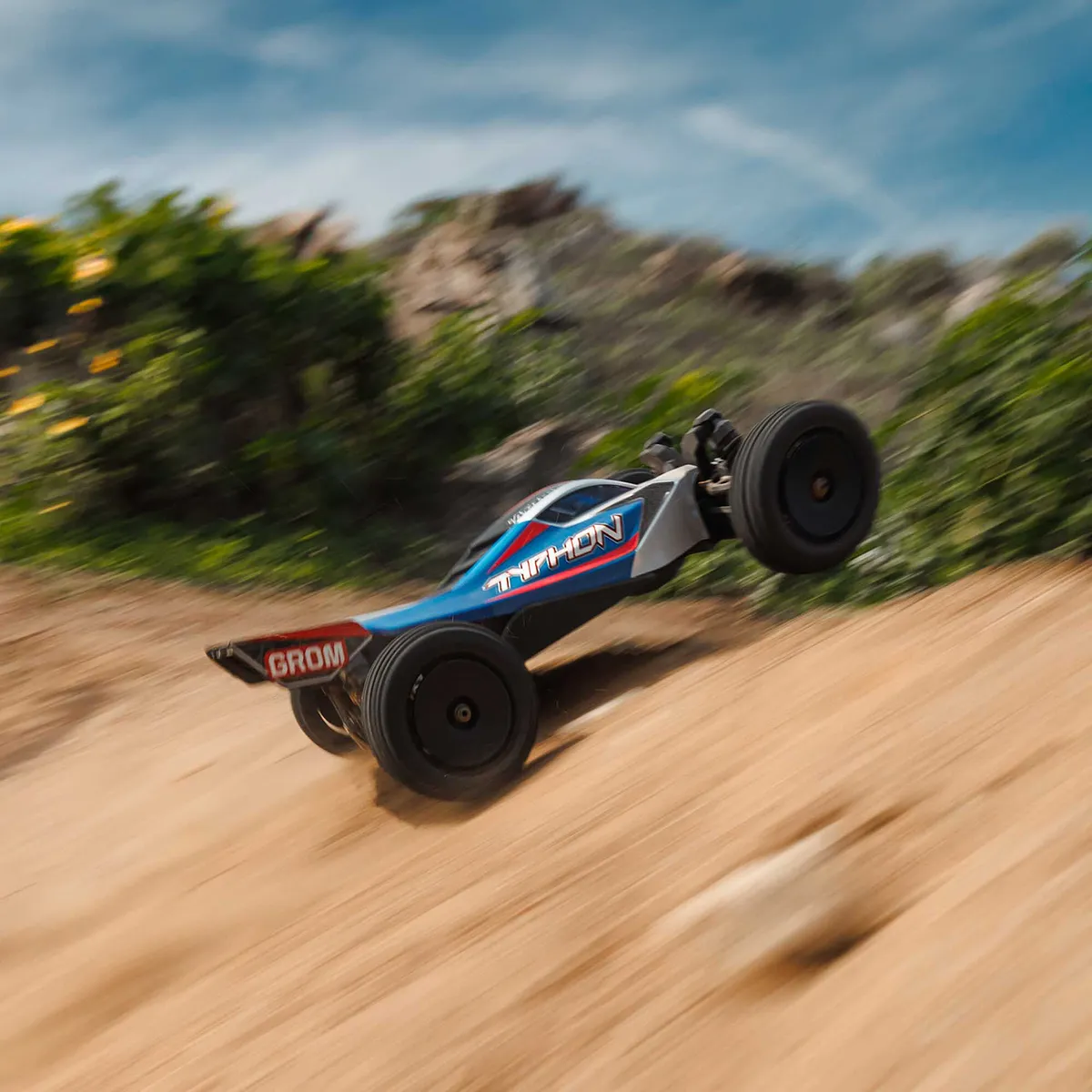 ARRMA Typhon Grom 4X4 RC Buggy (Blue/Silver) - Image 2