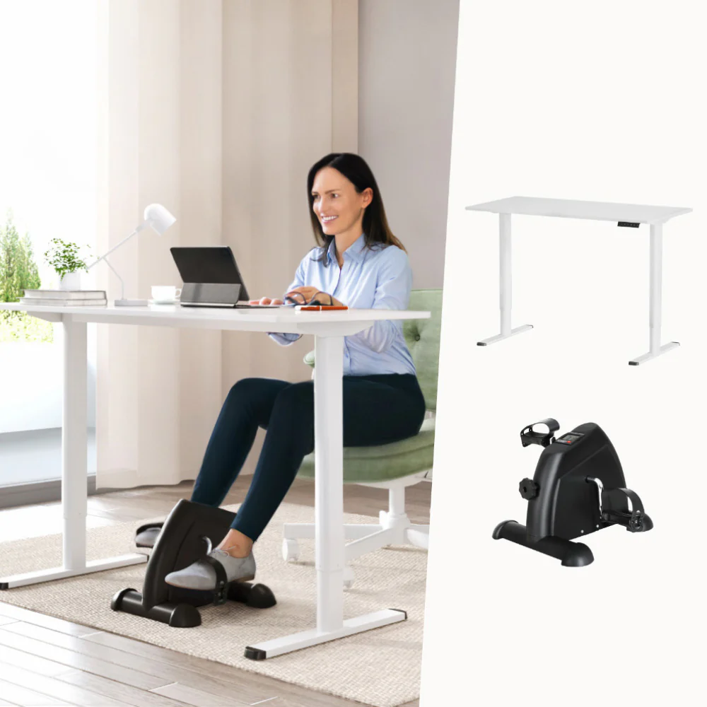 Artiss 120cm Electric Standing Desk with Mini Peal Exercise Bike Home Office - Image 2