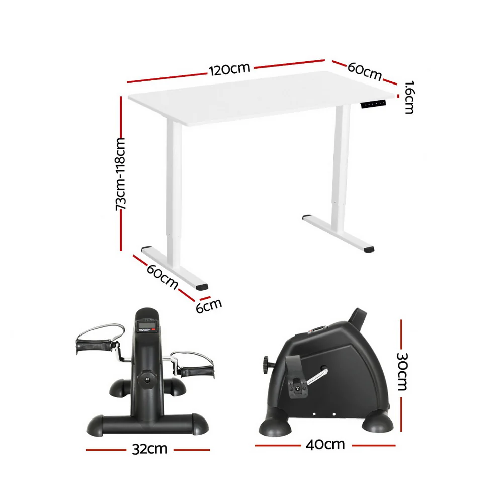 Artiss 120cm Electric Standing Desk with Mini Peal Exercise Bike Home Office - Image 4
