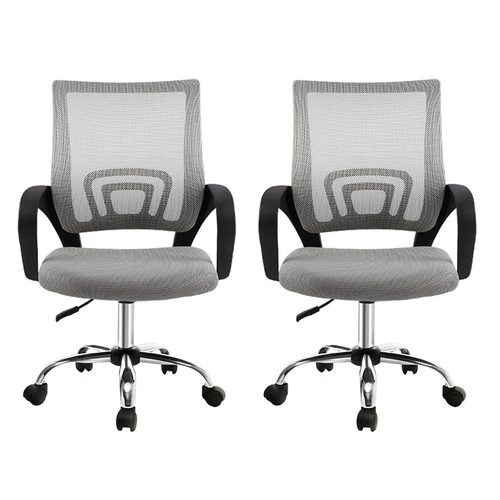 Artiss 2x Mesh Office Chair Mid Back (Grey) - Image 3