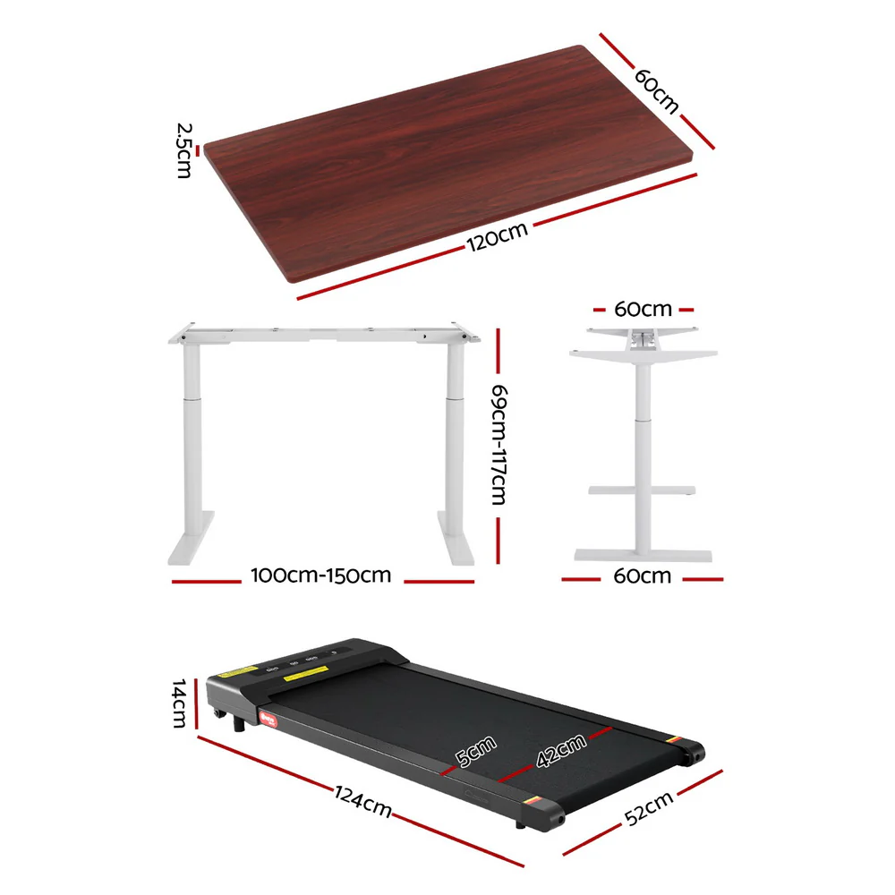 Artiss 400mm Treadmill Electric Walking Pad with 120cm Automatic Standing Desk - Image 4