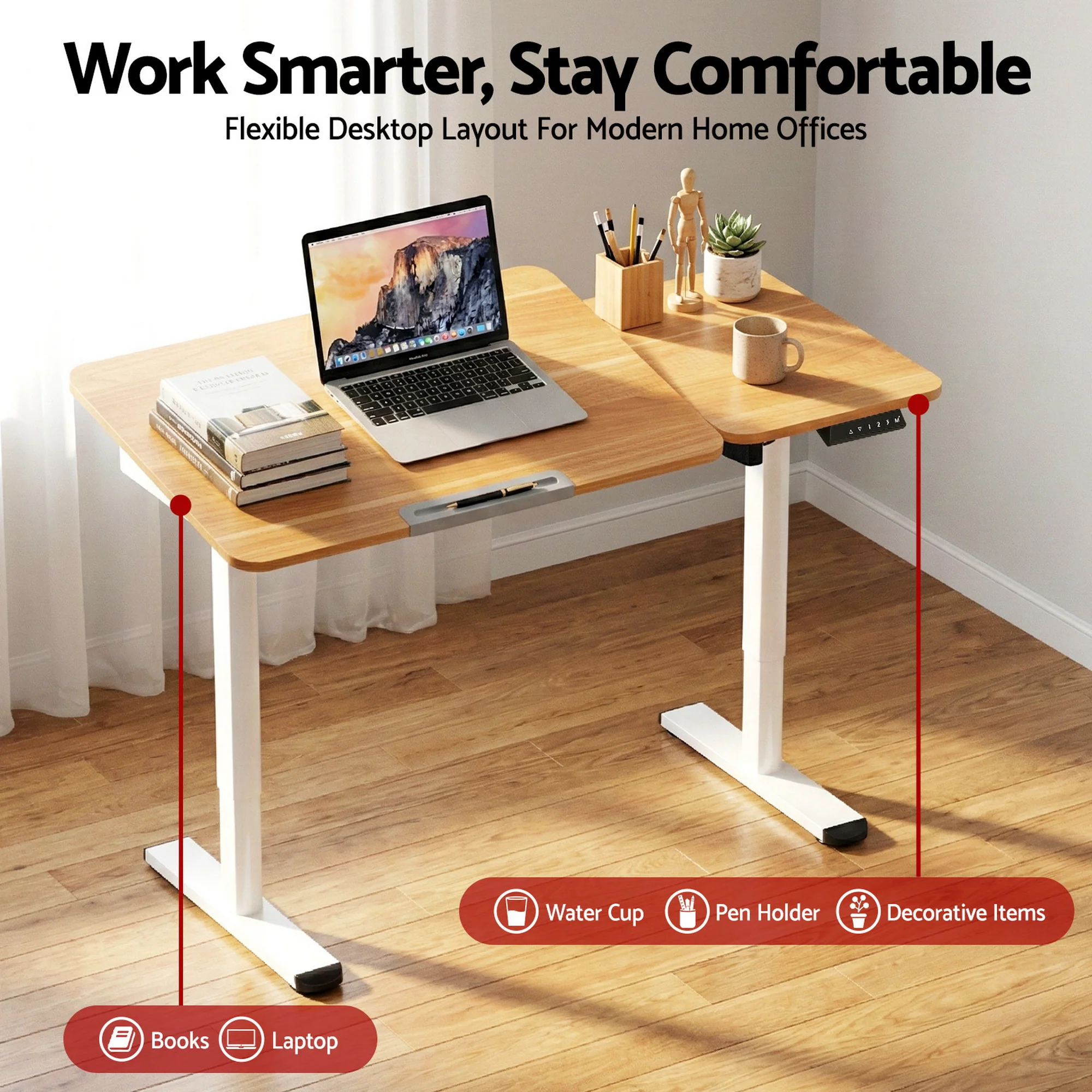 Artiss Adjustable Standing Desk Motorised Drawing Drafting Table WFH Small 110cm - Image 5
