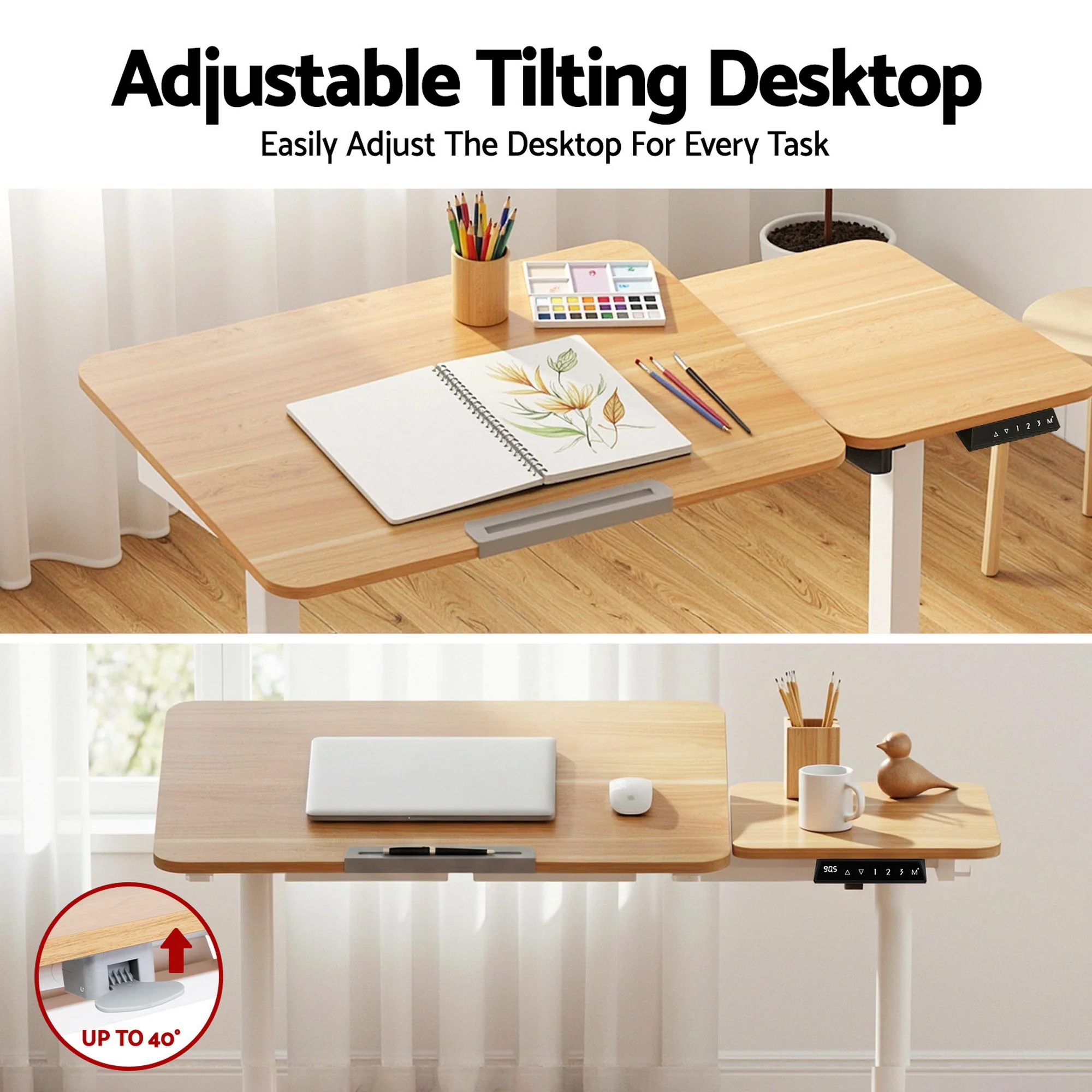 Artiss Adjustable Standing Desk Motorised Drawing Drafting Table WFH Small 110cm - Image 6