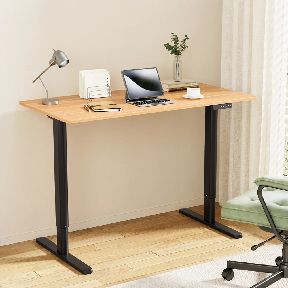 Artiss Electric Sit‑Stand Standing Desk 120cm Home Office - Oak/Black - Image 2