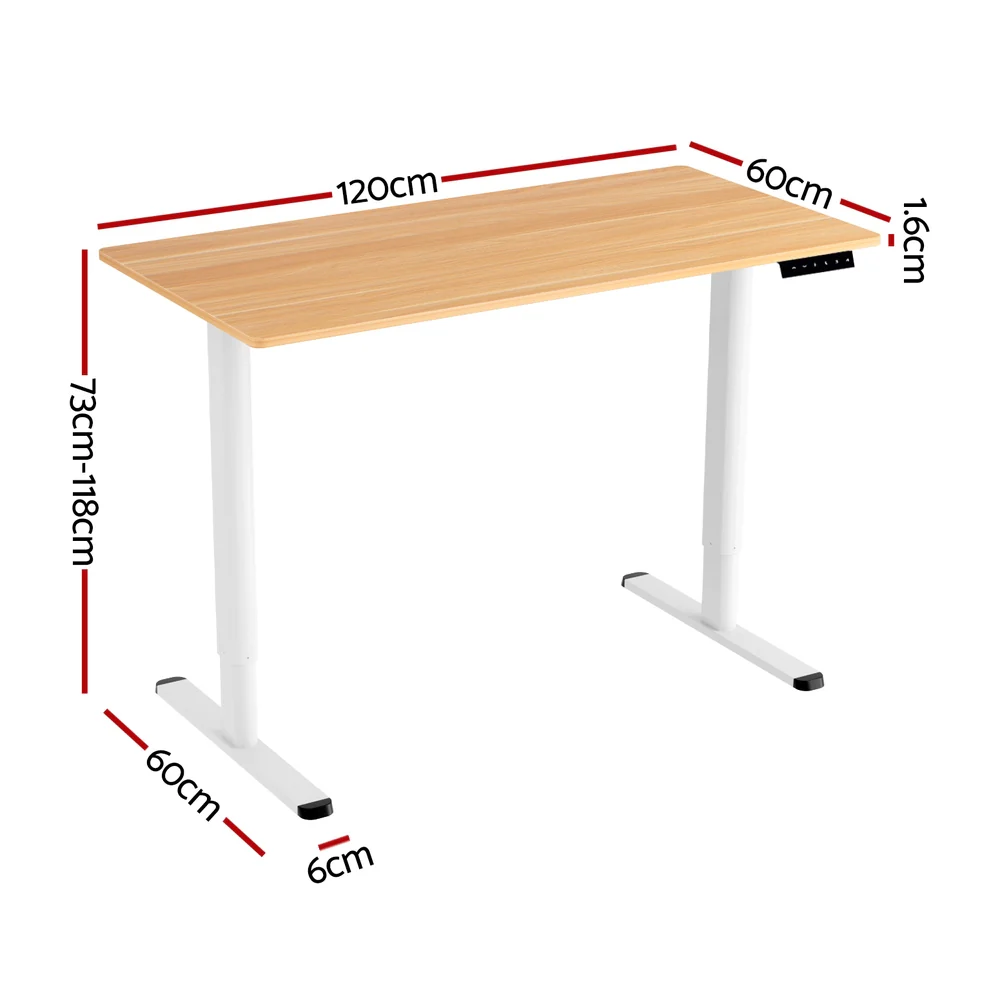 Artiss Electric Sit‑Stand Standing Desk 120cm Home Office - Oak/White - Image 4