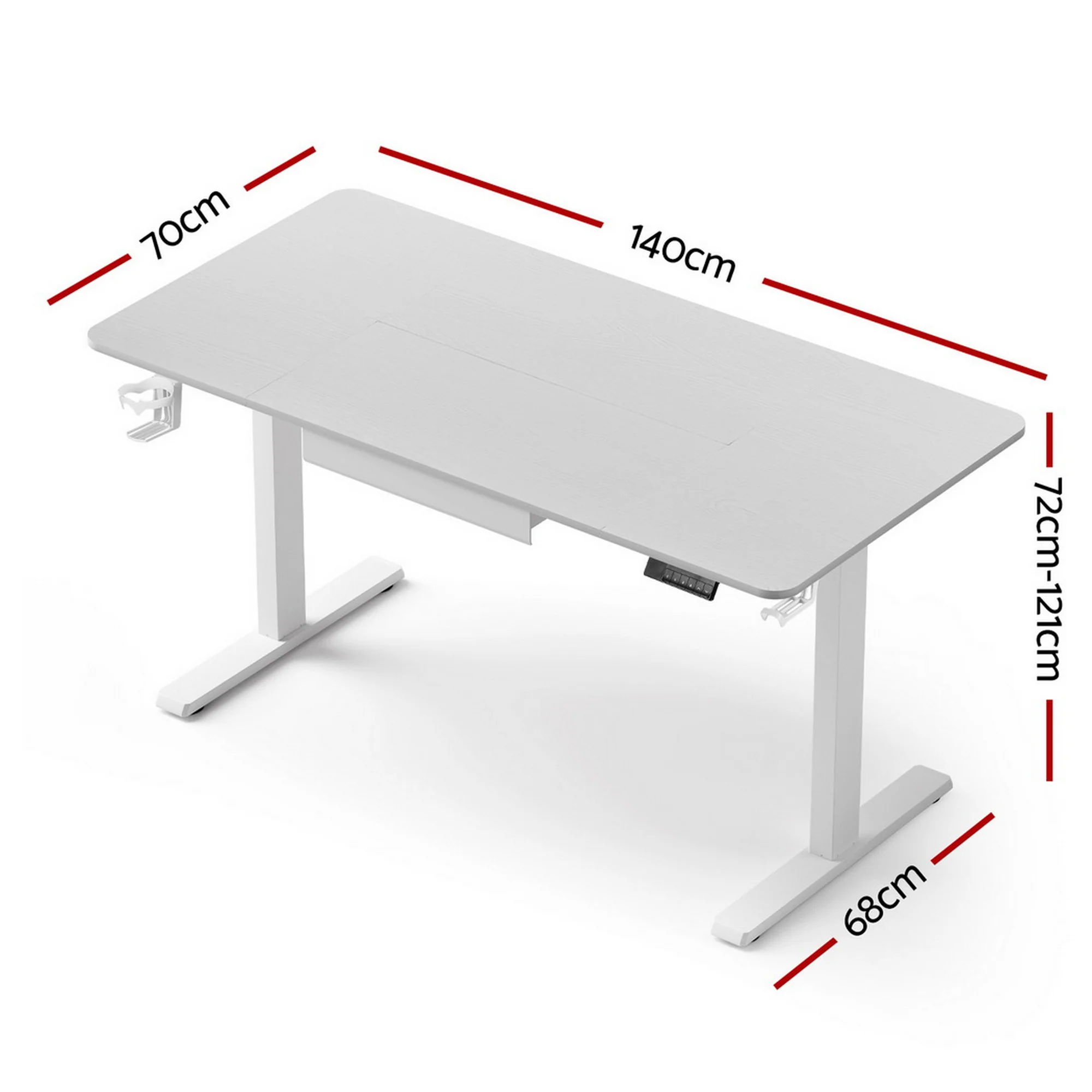 Artiss Electric Standing Desk 140cm Adjustable Height Motorised Home Office Desk Drawer - Image 4