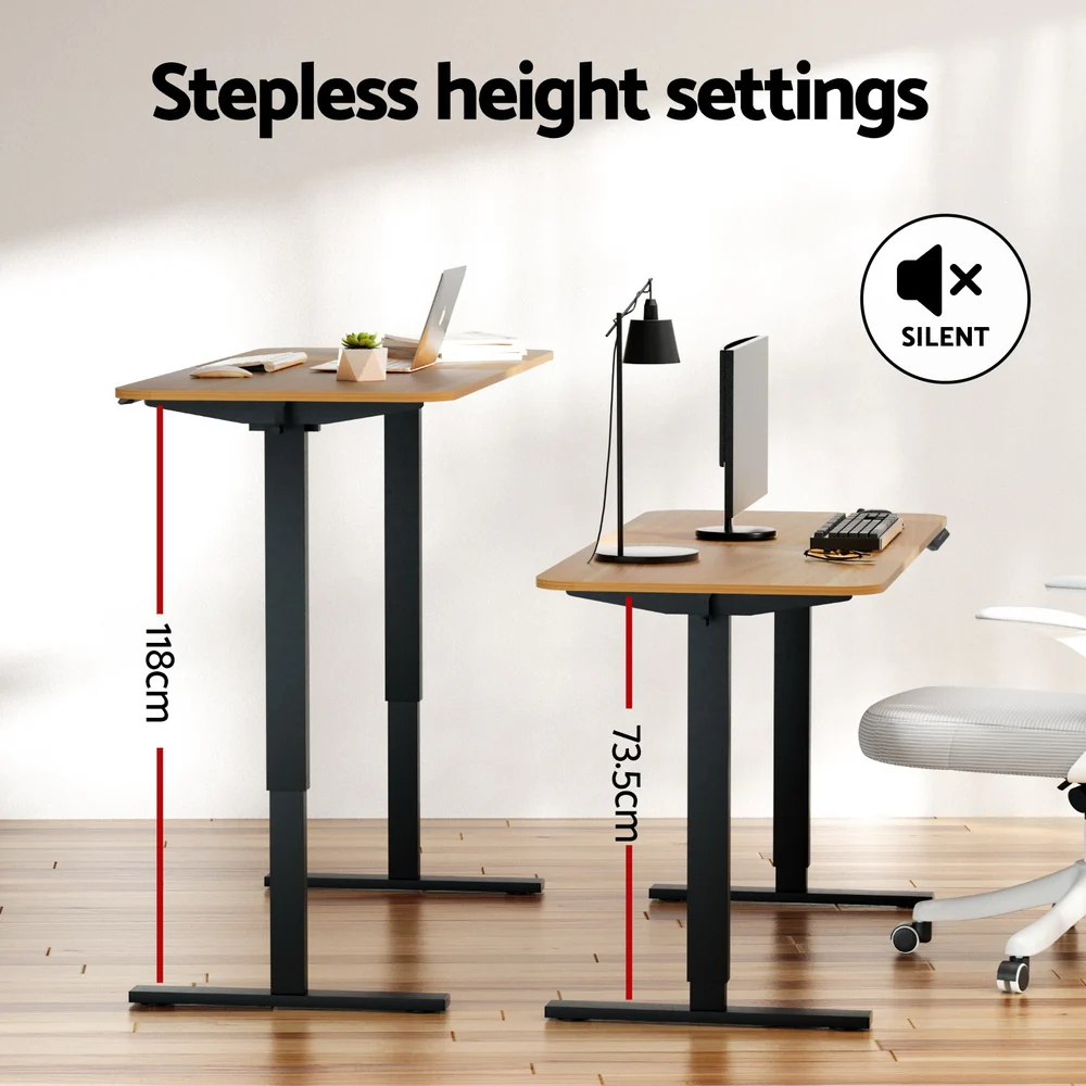 Artiss Electric Standing Desk 140cm Adjustable Height Motorised Home Office Desk Oak Black - Image 8