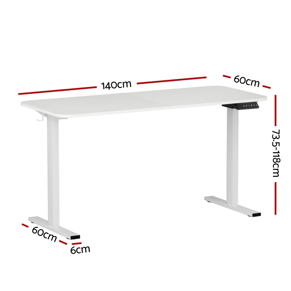 Artiss Electric Standing Desk 140cm Adjustable Height Motorised Home Office Desk White - Image 4