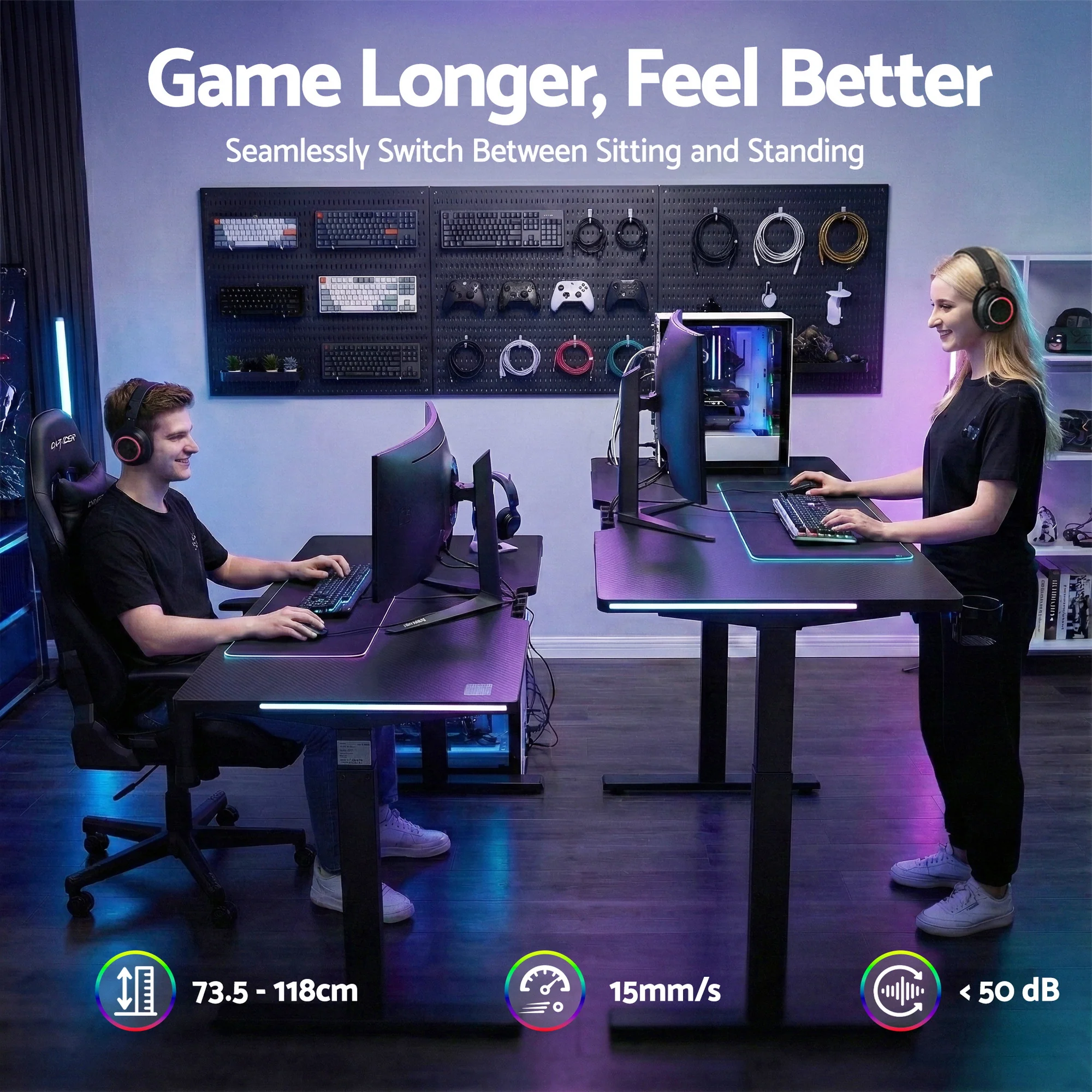 Artiss Electric Standing Desk Height Adjustable Gaming Desk Home Office 140cm - Image 7