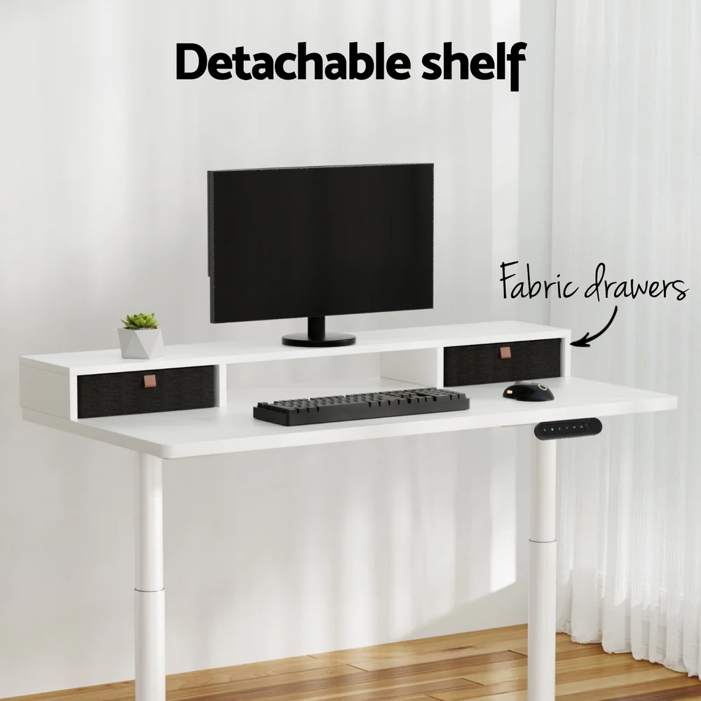 Artiss Electric Standing Desk with Storage Rack Shelf Drawers White 120CM - Image 7