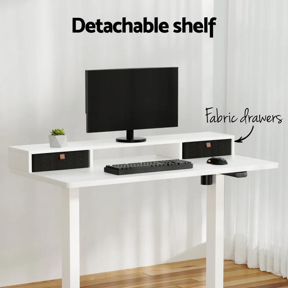 Artiss Electric Standing Desk with Storage Shelf Drawer Office Table 120CM - Image 7