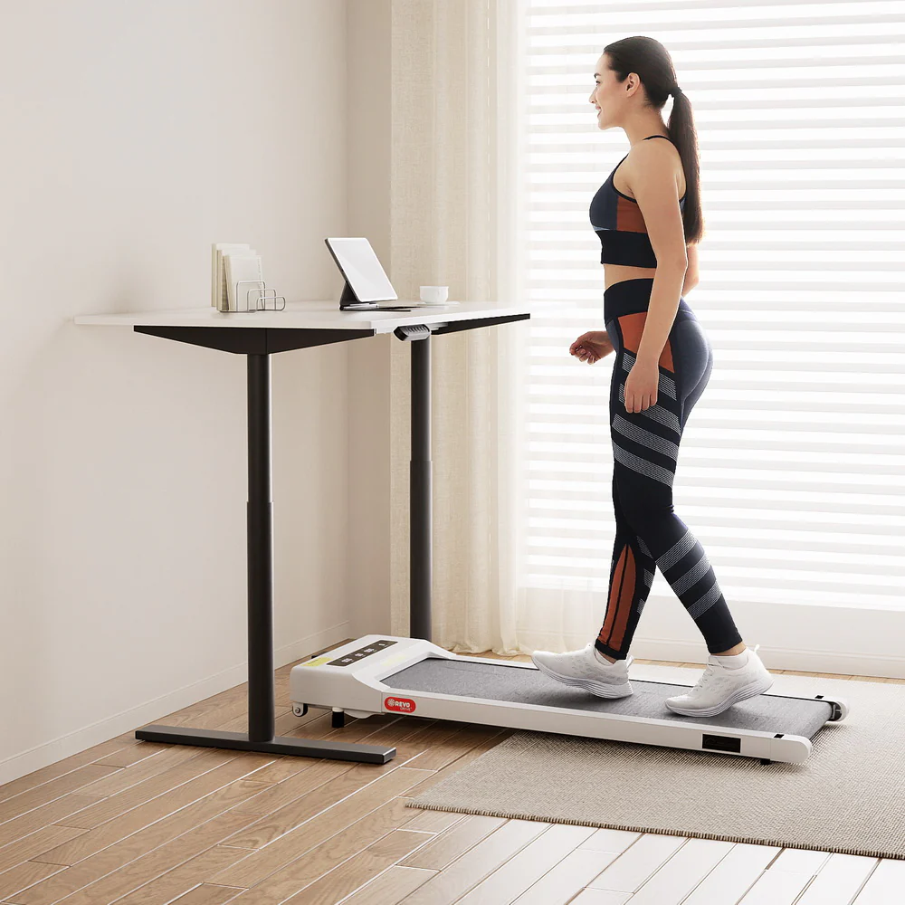 Artiss Electric Walking Pad Treadmill with Height Adjustable 140cm Standing Desk - Black/White - Image 2