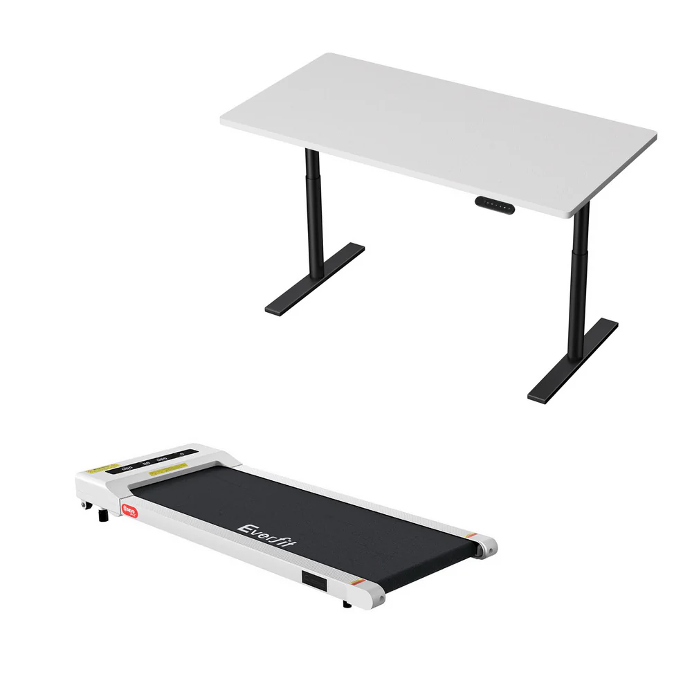 Artiss Electric Walking Pad Treadmill with Height Adjustable 140cm Standing Desk - Black/White - Image 3
