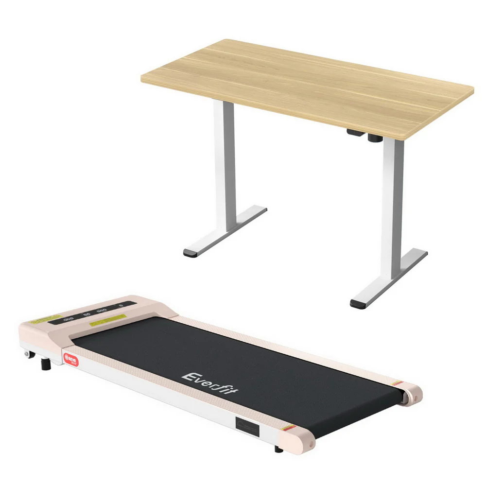 Artiss Electric Walking Pad Treadmill with Height Adjustable 140cm Standing Desk - White Oak - Image 5