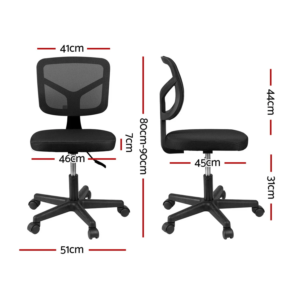 Artiss Ergonomic Armless Office Chair Mesh (Black) - Image 2