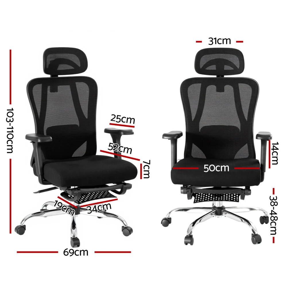 Artiss Ergonomic Mesh Office Chair (Black) - Image 2