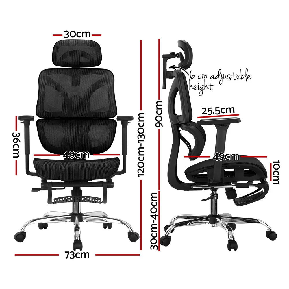 Artiss Ergonomic Office Chair Footrest (Black) - Image 2