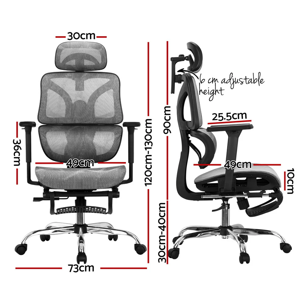 Artiss Ergonomic Office Chair Footrest (Grey) - Image 2