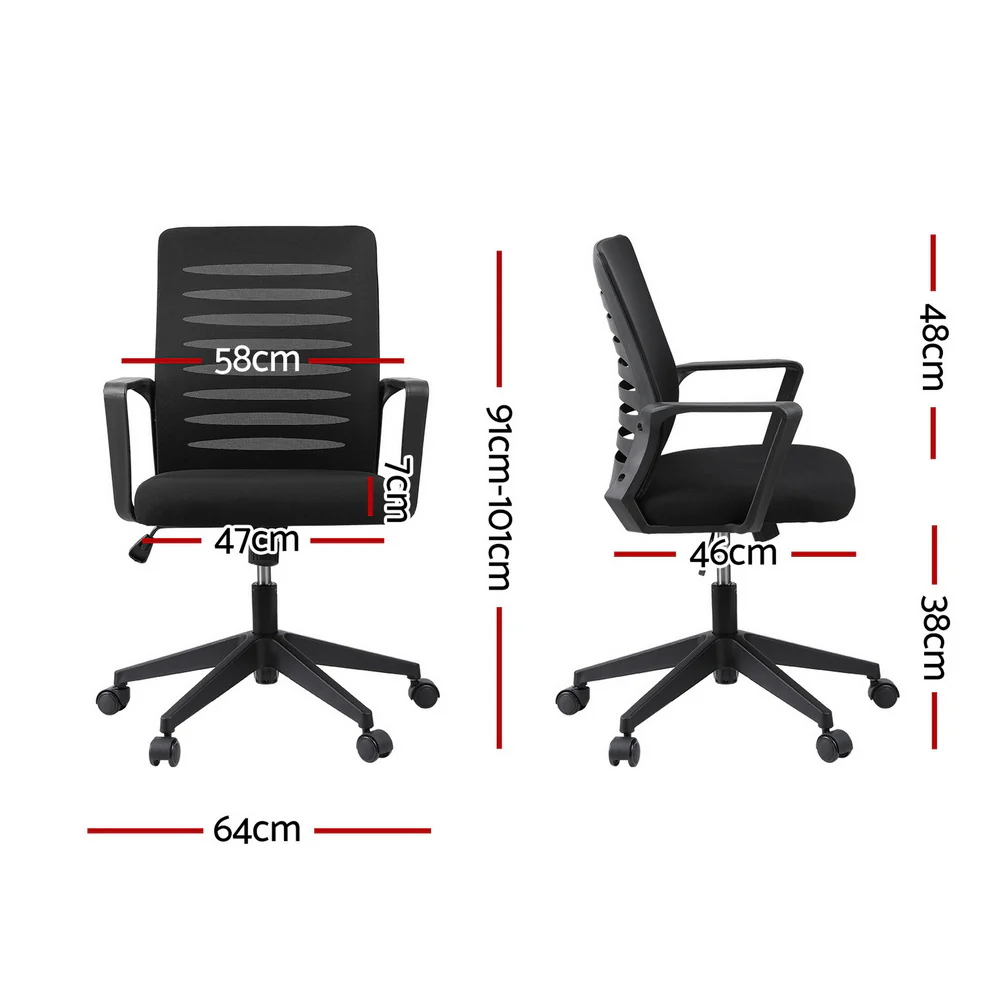 Artiss Ergonomic Office Chair Mesh Computer Desk Chairs with Lumbar Support (Black) - Image 2