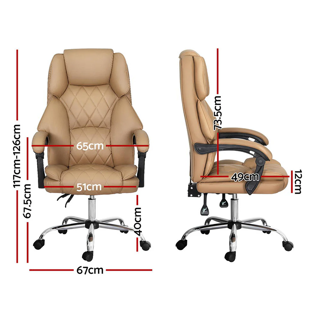 Artiss Executive Office Chair Leather Recliner (Espresso) - Image 2