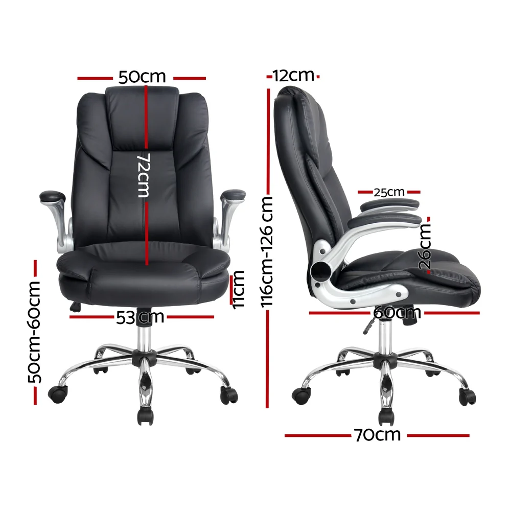 Artiss Executive Office Chair Leather Tilt (Black) - Image 2