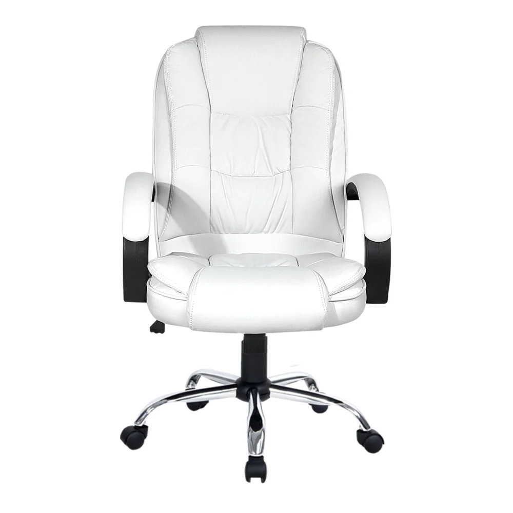 Artiss Executive Office Chair Leather Tilt (White) - Image 3