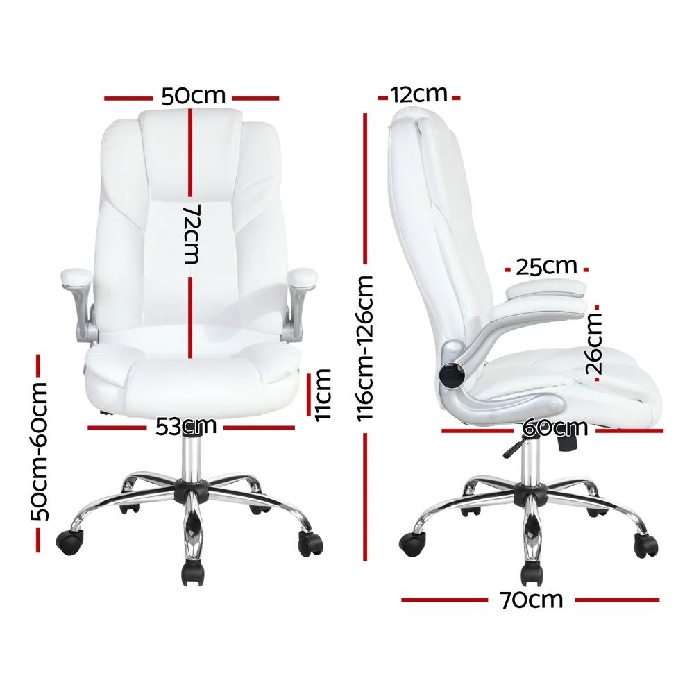 Artiss Executive Office Chair Leather Tilt (White) - Image 2