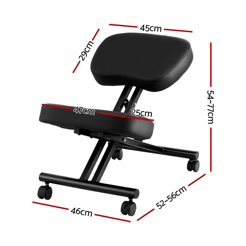 Artiss Kneeling Chair Ergonomic Office Chairs Home Knee Seat Posture Stretch Rest (Black) - Image 2