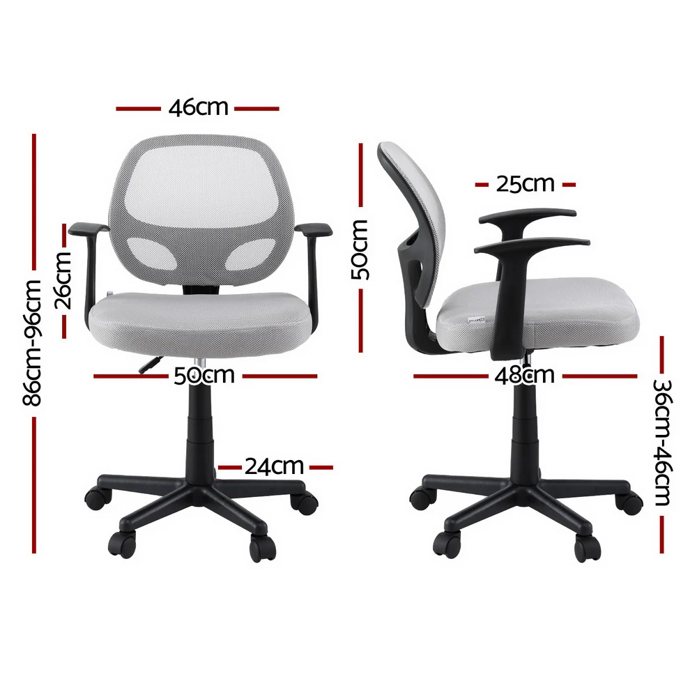 Artiss Mesh Office Chair Computer Gaming Desk Chairs Work Study Mid Back (Grey) - Image 2