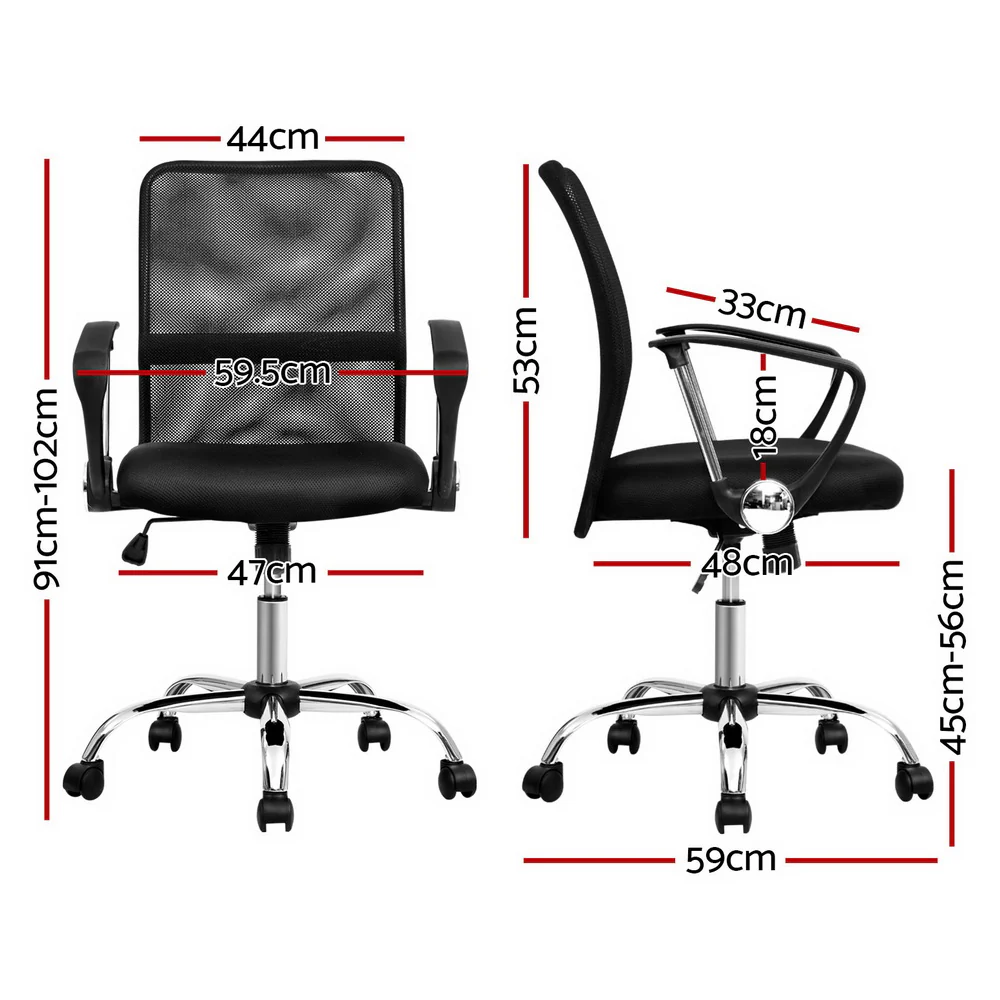 Artiss Mesh Office Chair Mid Back (Black) - Image 2