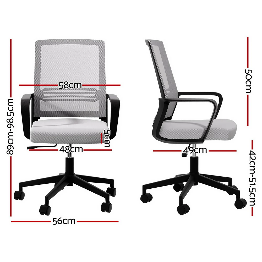 Artiss Mesh Office Chair Mid Back (Grey) - Image 2