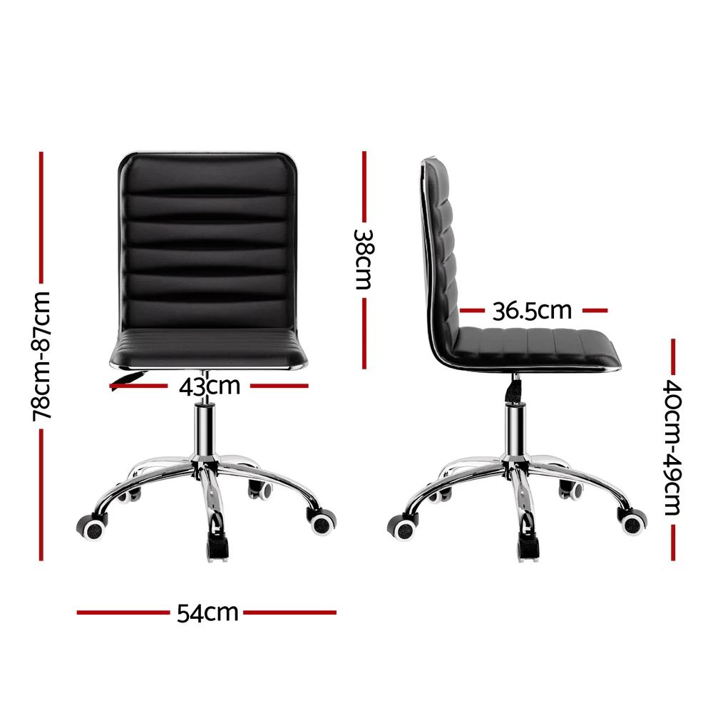 Artiss Office Chair Conference Chairs PU Leather Low Back (Black) - Image 2