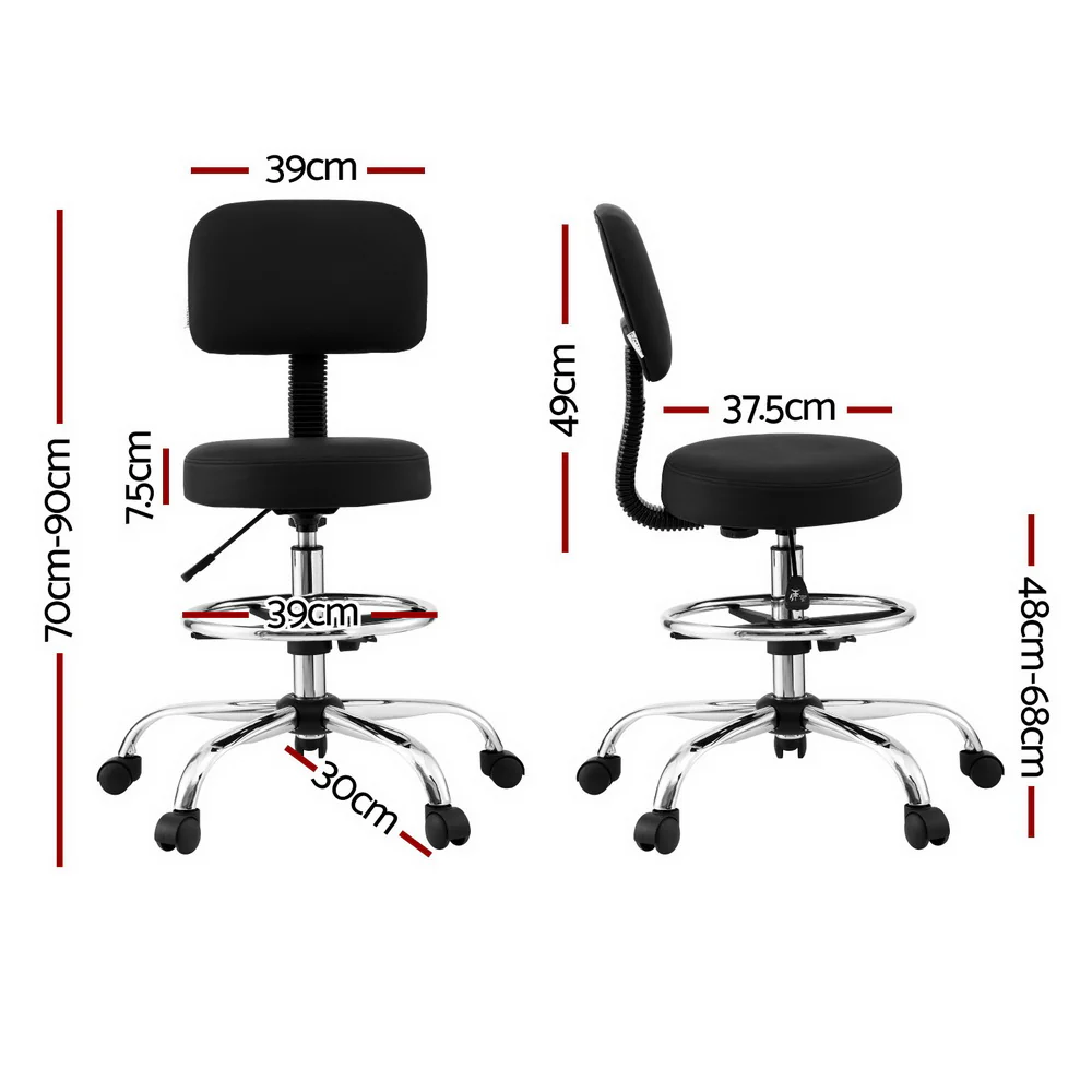 Artiss Office Chair Drafting Computer Standing Desk Chairs Ergonomic PU (Black) - Image 2