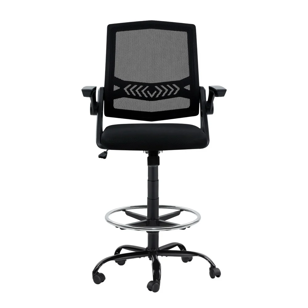 Artiss Office Chair Drafting Stool Mesh Chairs (Black) - Image 3