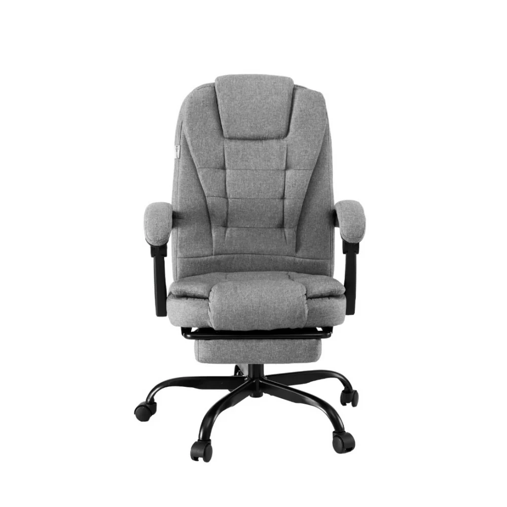 Artiss Office Chair Executive Fabric Seat Racing Computer Desk Chairs Footrest (Grey) - Image 3