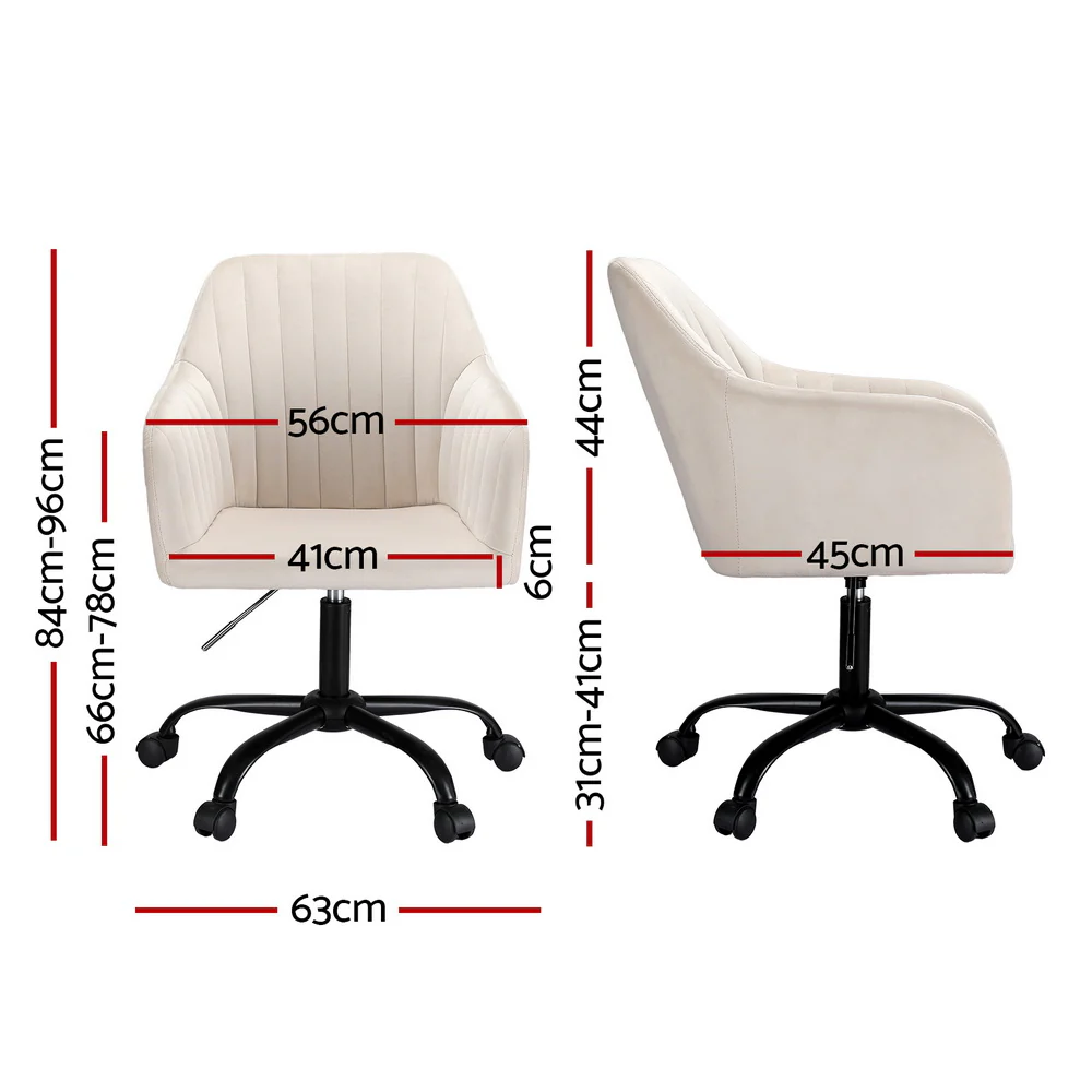 Artiss Office Chair Velvet Seat (Cream) - Image 2